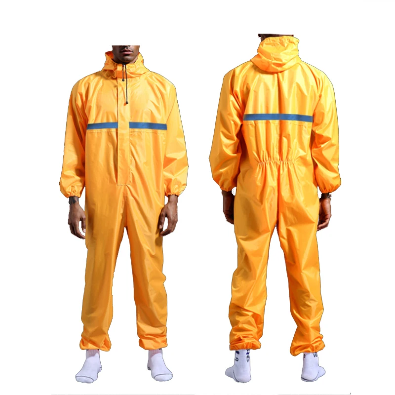 Waterproof Overalls Hooded Reflective Rain Coveralls Work Clothing Dust-proof Paint Spray Unisex Raincoat Workwear Safety Suits