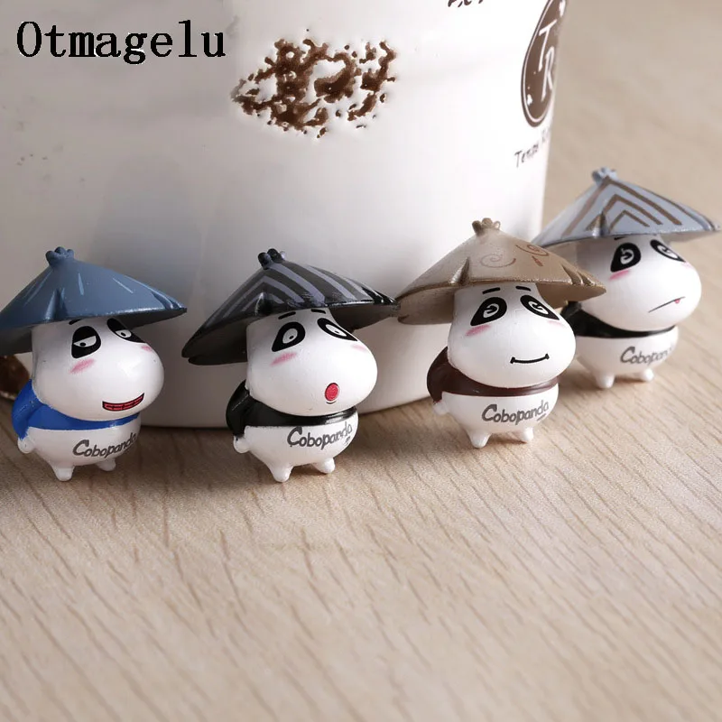 4pc Cute Artificial Panda Assassin Figurines Miniatures DIY Ornament Fairy Ggarden Gnome Home Decoration Microscopic Landscape