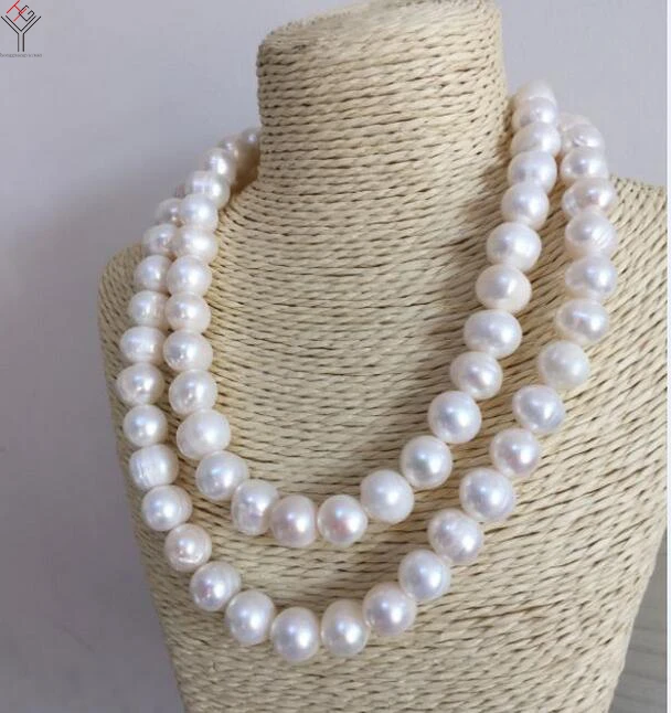 

30inch 80cm 10x12mm white baroque pearl necklace Jewelry real natural freshwater pearl gift