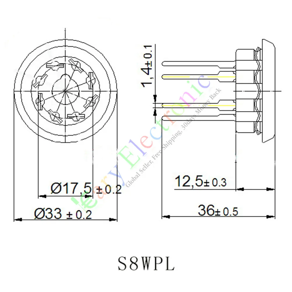 Valve de prise de tube à vide en bakélite dorée, 8 broches, EL34 KT88 6550 6SN7, audio radio, vente en gros et au détail, livraison gratuite, 4 pièces