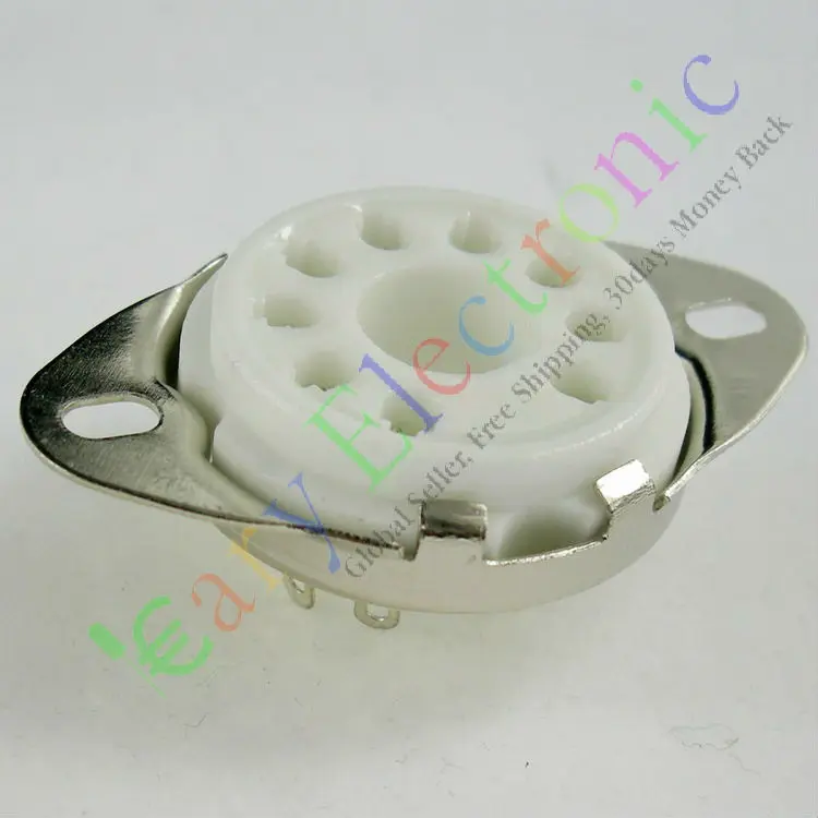 Wholesale and retail 20pc 9pin Ceramic vacuum tube socket valve base for EL504 EL519 audio amps parts free shipping