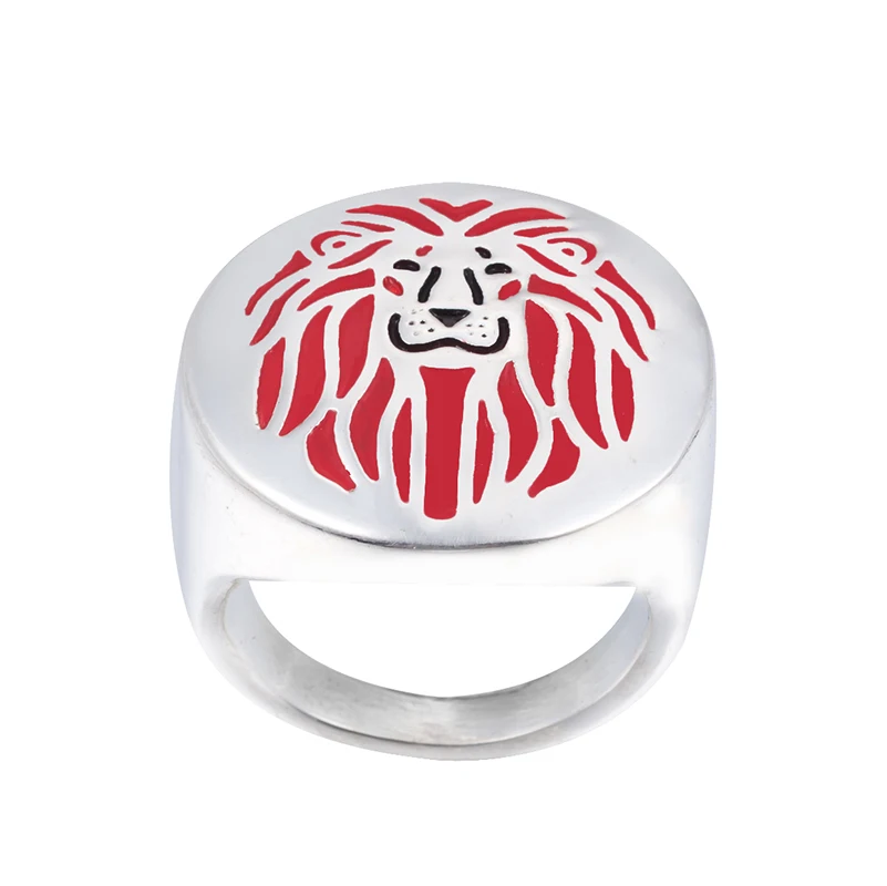 Lion  with color selection enamel ring gift for wildlife Jewelry - wild animal big cat