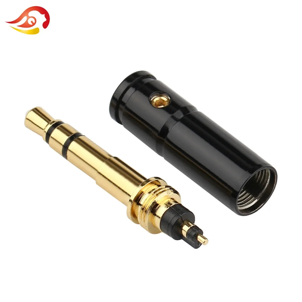 QYFANG 3.5mm 3 Pole Earphone Audio Jack DIY HiFi Headphone Plug Metal Alloy Splice Adapter Gold Plated Solder Wire Connector