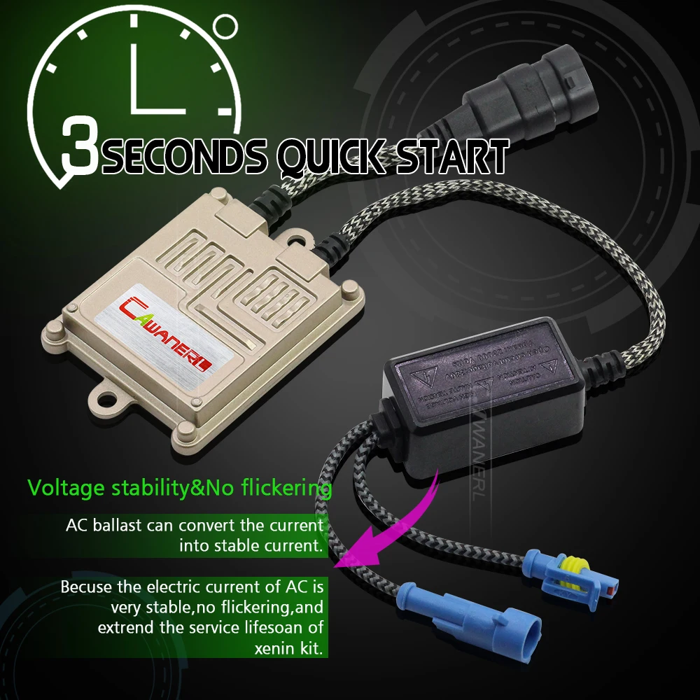 Cawanerl 55W H1 H7 H8 H11 9005 HID Xenon Light Kit AC Ballast Bulb Fast Start Car Headlight Fog Light 3000K 4300K 6000K 8000K