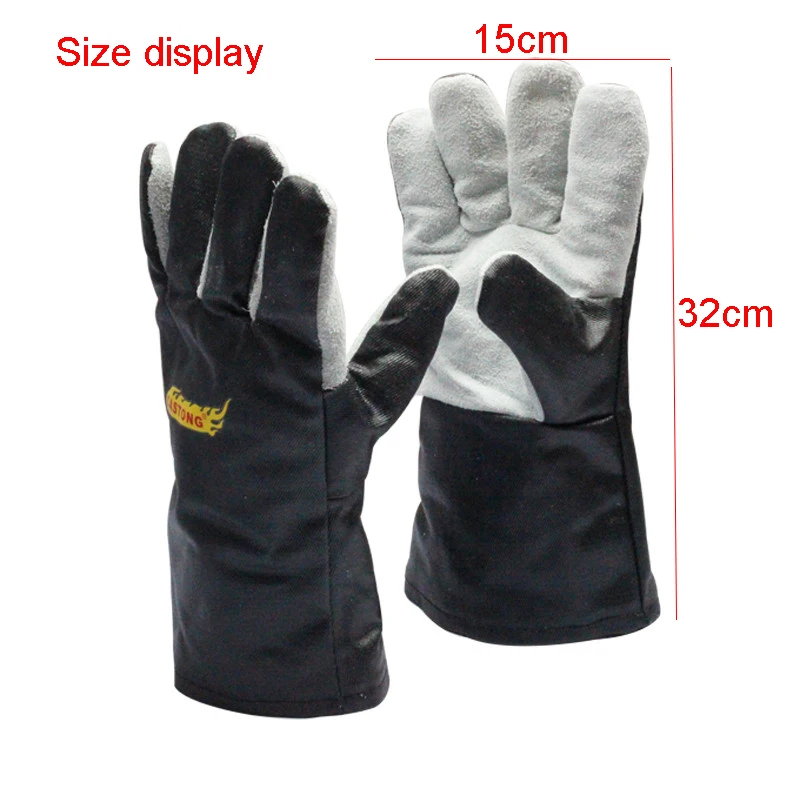 CASTONG Insulation 300 degree Welding gloves Leather + insulation coating safety gloves welding gas cutting protection gloves