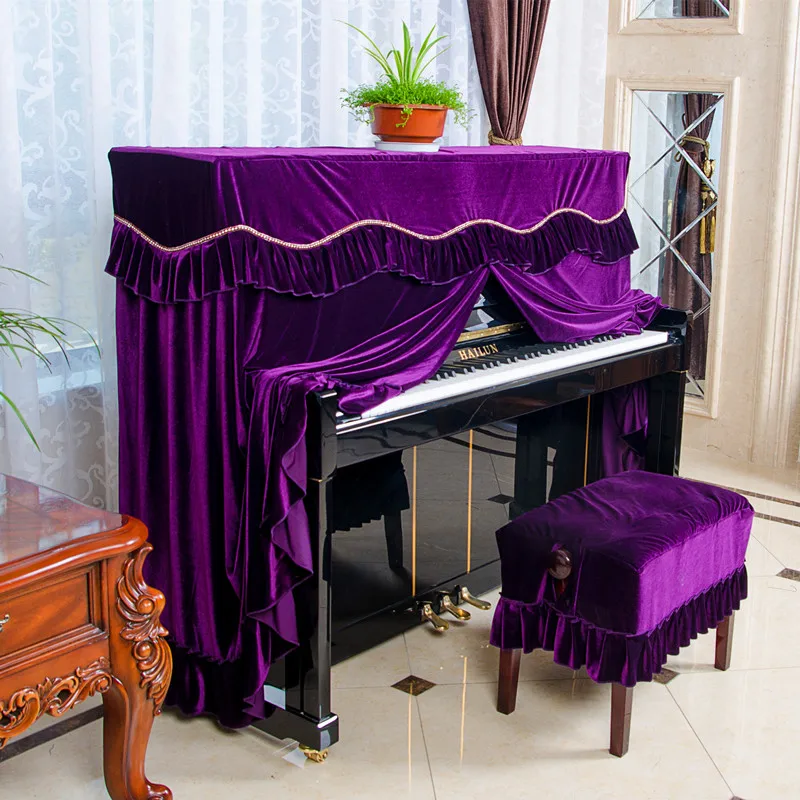 

Quality fashion elastic gold velvet piano full dust cover