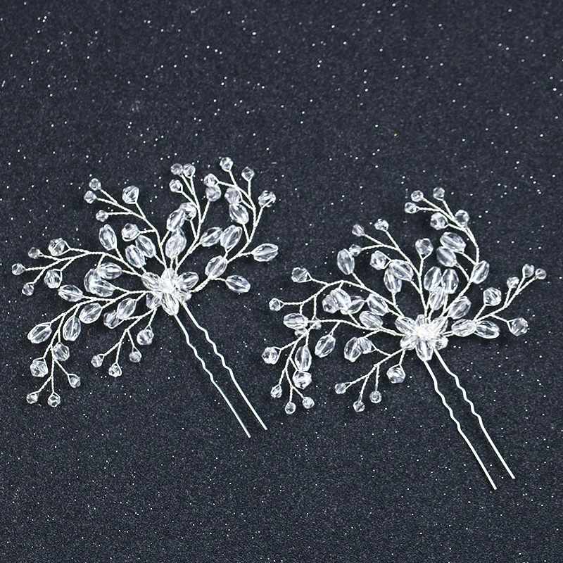 Water Drop Beads Hair Pin For Women Girl Hair Ornaments Silvre Bride Hairpins Wedding Hair Accessories Kanzashi