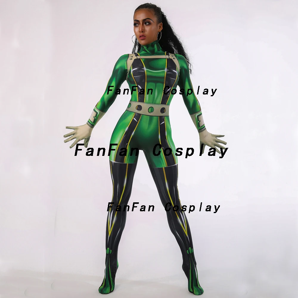 Froppy Anime Cosplay costume Pro Hero Tsuyu Asui My Hero Zentai Bodysuit Spandex Jumpsuit Halloween costume for woman