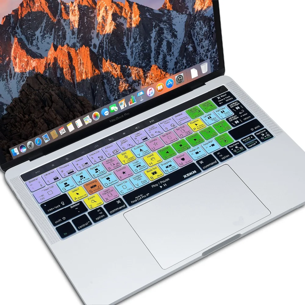 Чехол для клавиатуры XSKN Final Cut Pro X для сенсорной панели Macbook Pro 13 A1706 A2159 A1989 для Macbook Pro 15 A1707 A1990