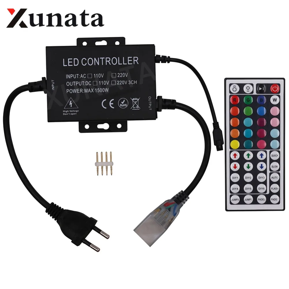 EU UK 220V US 110V RGB Led Strip Remote Controller with 44Key IR controller 1500W High Voltage control