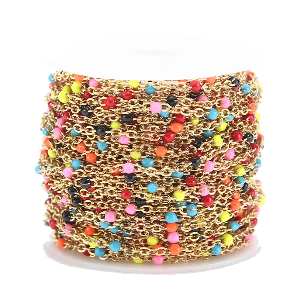 2 mm Breite, 2 m Edelstahlketten für Schmuck, DIY, Emaille, ovale Kugelperlenkette für Damen, Halskette, Armbänder, Fußkettchenherstellung – Detail 2