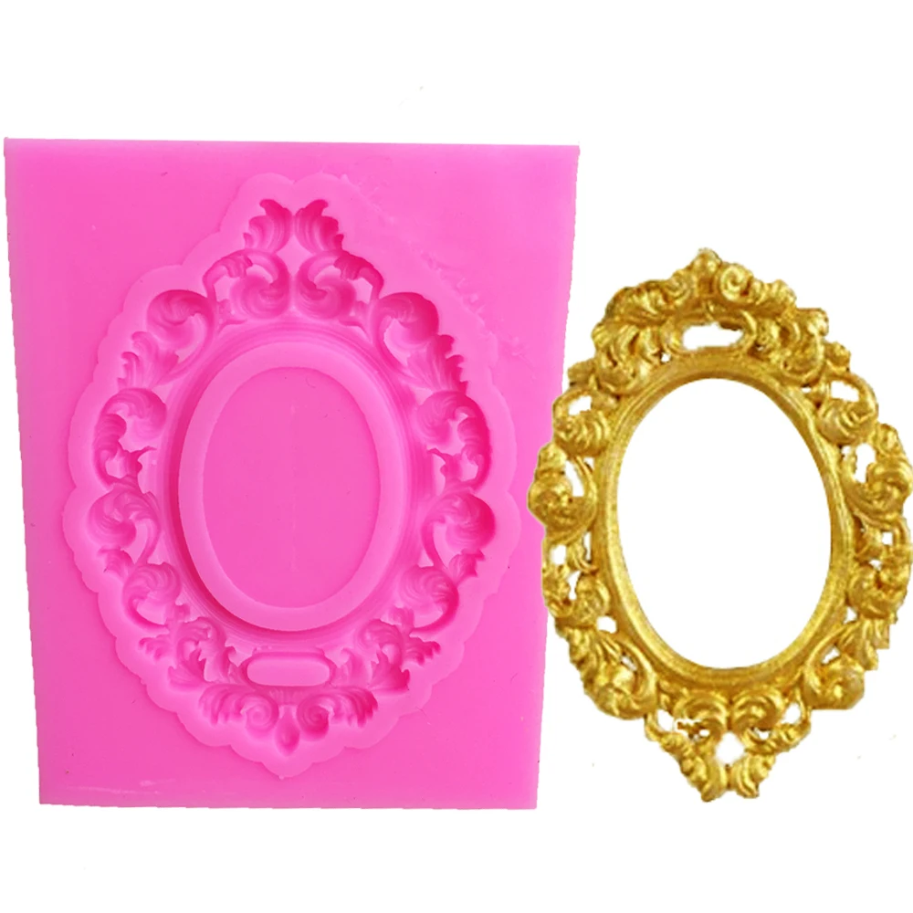 Lace pattern Picture frame silicone mold fondant mold cake decorating tools Mirror chocolate gumpaste mold  T1072