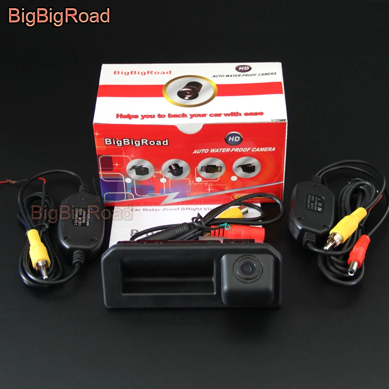 BigBigRoad Maniglia per bagagliaio di un'auto Telecamera per retromarcia per Audi Q2 / Q5 (FY) / A5 (F5) 2017 2018 Telecamera di parcheggio impermeabile per visione notturna