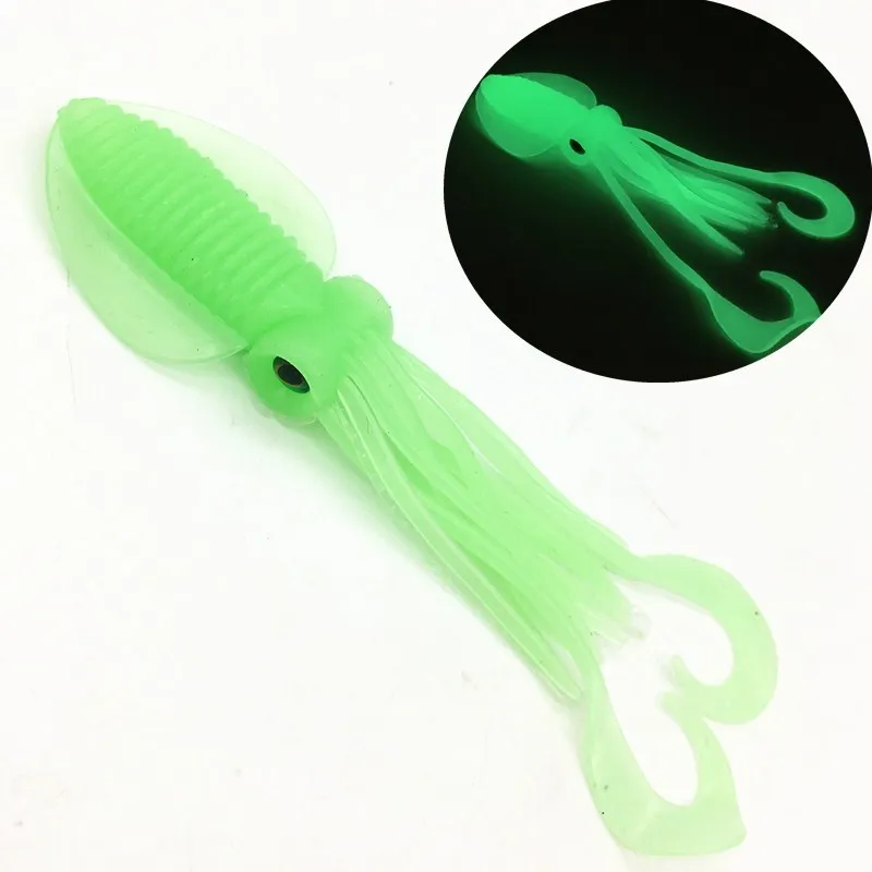 12cm/15cm/18cm Fishing Soft Lure Luminous/UV Squid Jig Fishing Tuna Lures Octopus Skirts Sea Fishing Wobbler Bait Lure Leurre