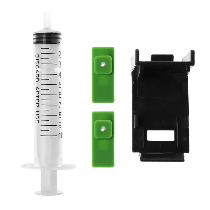 Ink Refill Cartridge Clip+ 2pcs Rubber Pads + Syringe Tool Kit For HP 60/61 802