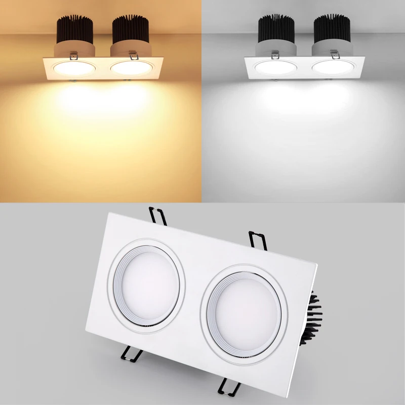 

Bright Recessed Double LED Dimmable Square Downlight COB 6W 9W 12W 14W 20W LED Spot light decoration Ceiling Lamp AC 110V 220V