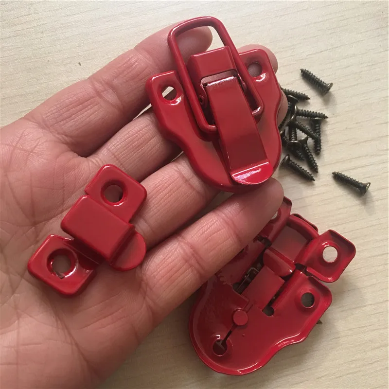 Red Iron Lock Wooden Box Suitcase Case Buckles Toggle Hasp Latch Catch Clasp Vintage Furniture Hardware,60*42mm,1PC