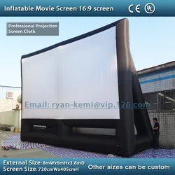 Pantalla de película inflable gigante, pantalla de cine de proyección grande, TV al aire libre, patio trasero, pantalla de fiesta, 8x6m