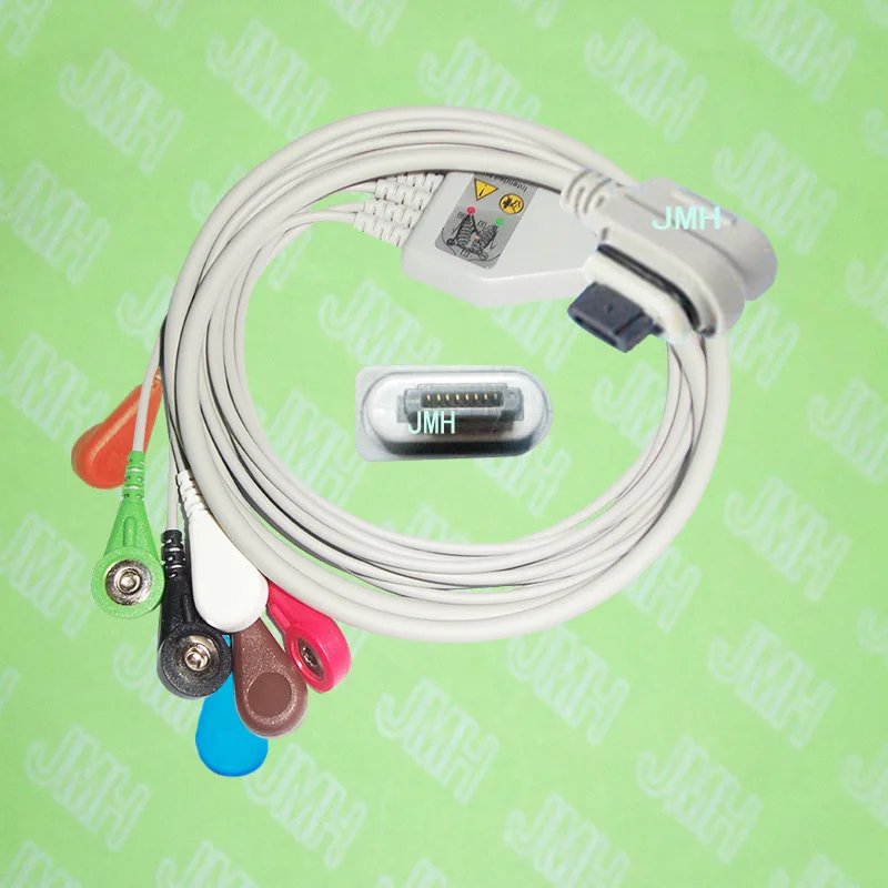 Compatible with GE seer light 2008594-004 holter patient the one-piece 7 lead ECG cable and leadwire,IEC or AHA,Snap or clip.