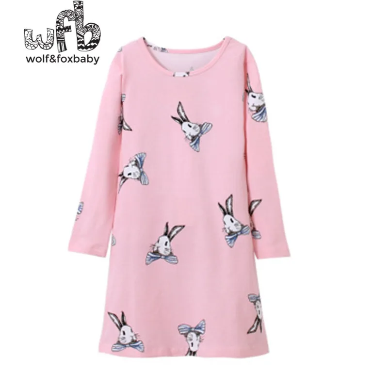 Retail 4-14 years long-sleeves cotton children\'s home wear nightdress girl baby pajamas autumn fall spring cartoon