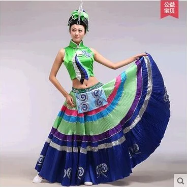 embroidery Chinese Ethnic dance performance costumes original Yi Minority Tribal style clothes for folk dance show