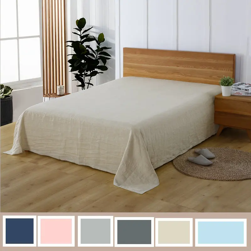 Multicolor Linen Bedding 100% Pure Linen Flat Sheet 1 Piece