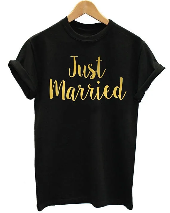 Camisetas Sugarbaby Just Married, camiseta personalizada con fecha de boda, camiseta de luna de miel para marido, camiseta para mujer y hombre, regalo superior de alta calidad