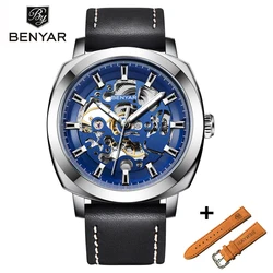 BENYAR Mens Watches Set Reloj Hombre Top Brand Automatic Mechanical Waterproof Leather Sport Watch Men Relogio Masculino