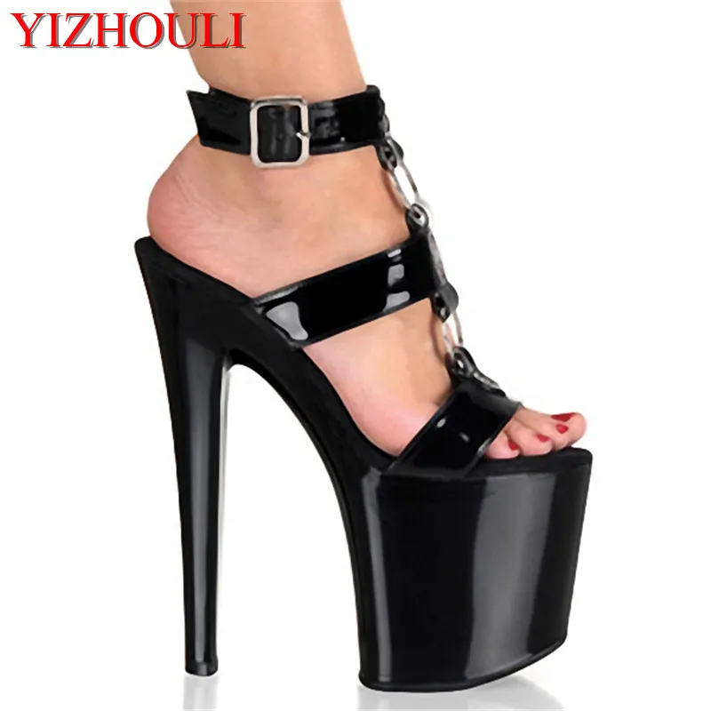 

20 cm sexy high heels, metal decorative pole dancing shoes, model pole dancing performance sandals