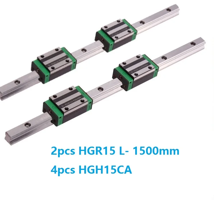 

2pcs China made HGR15 L- 1500mm linear guide/rail + 4pcs HGH15CA linear narrow blocks for CNC router parts