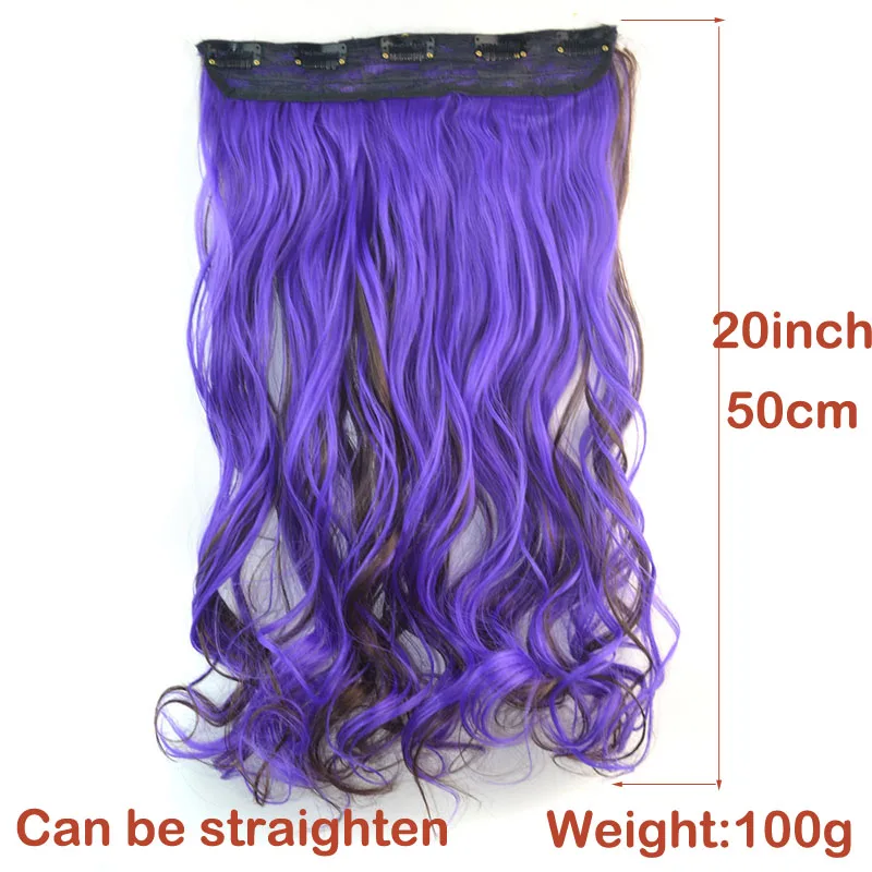 Jeedou Synthetic Ombre Color Wavy Hair Clip in One Piece Hair Extension Black Pink Gradient Modern Night Club Cosplay Hairpieces