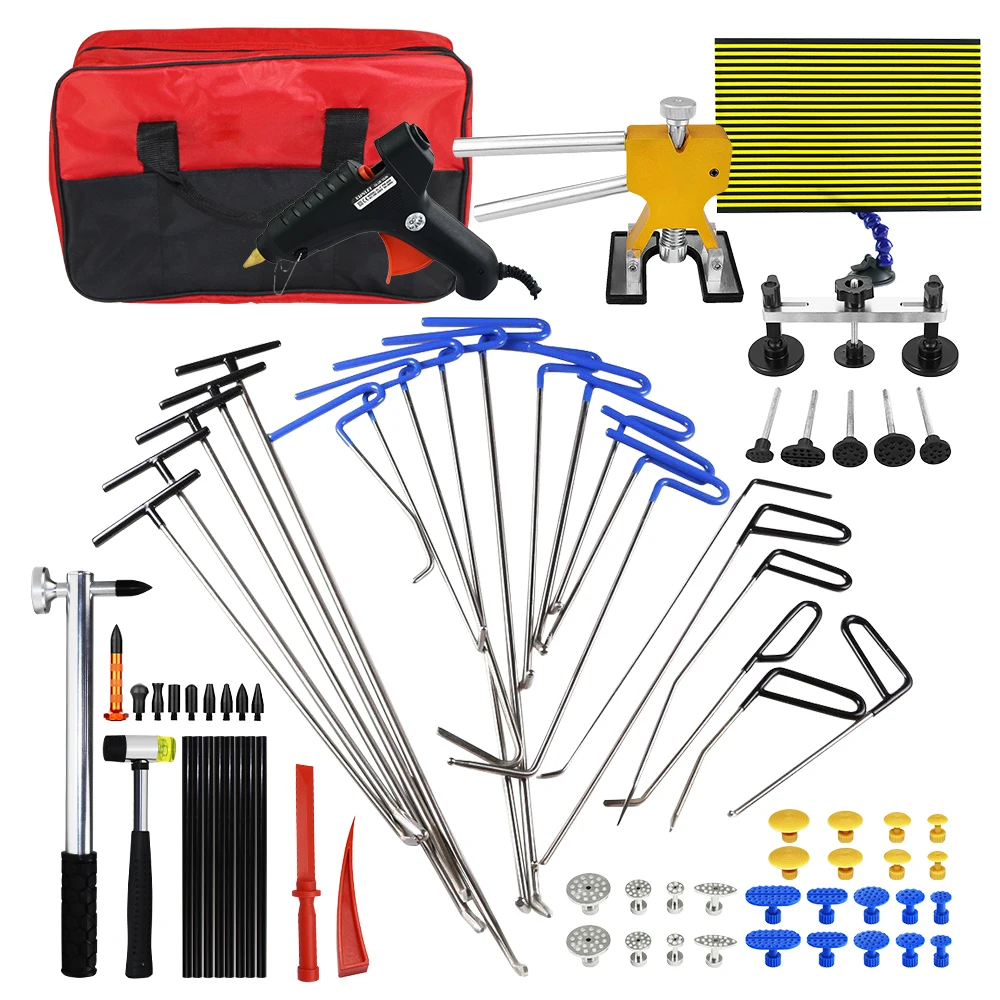 paintless dent Tools 21pc Rod Hooks Car Dent Repair Kit Dent Lifter Paintless Repair Tool Kit Two Bags Dent Removal For Car