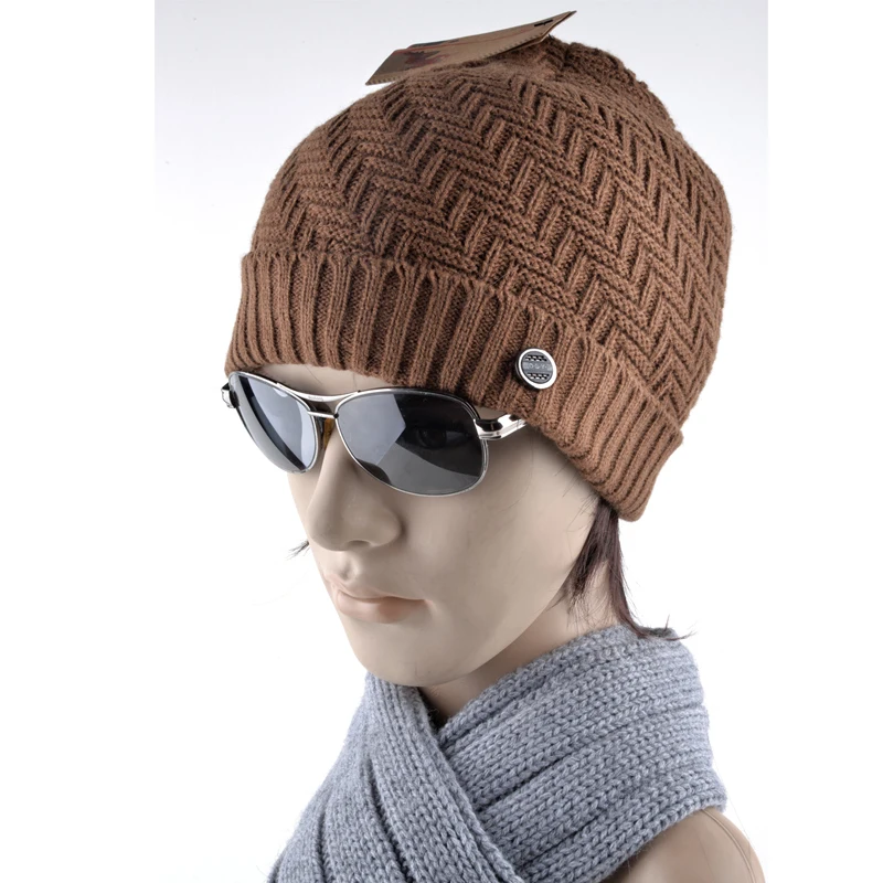 Winter hats for men bilayer knitted wool cap plus velvet  thicker women hat beanies for autumn men bad hair day bonnet gorros