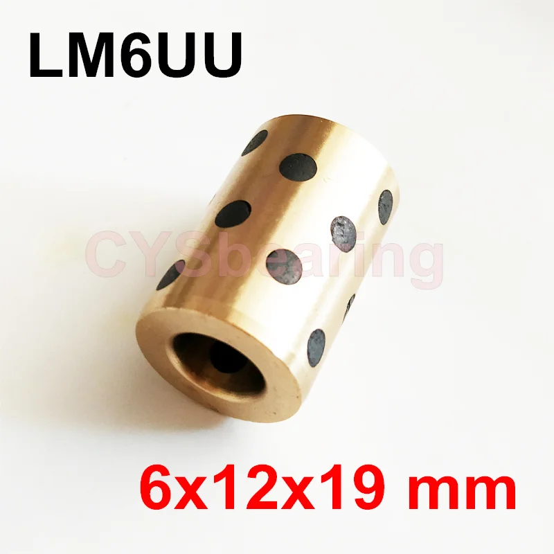 1pc 6x12x19 mm linear graphite copper set bushing oil self-lubricating bearing JDB LM6UU LM6 6mm