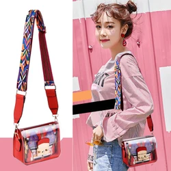 BENVICHED summer new style small square bag geometry hit the color wide webbing single shoulder slanting transparent c015