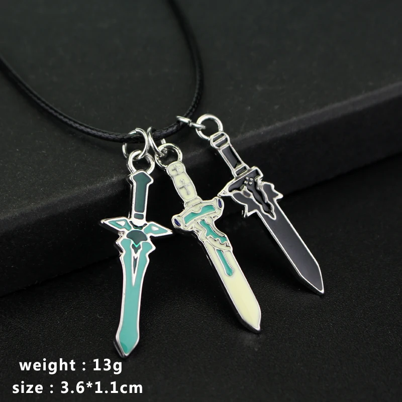 Sword Art Online Necklace SAO Kirigaya Kazuto Kirito Yuuki Asuna Elucidator Dark Repulser Lambent Light Rapier Pendant Jewelry