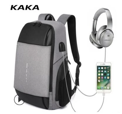 KAKA Brand USB Charging Men Backpacks 15 inch Laptop Bag Backpack Male Waterproof School bag Backpack Men Mochila for teenagers