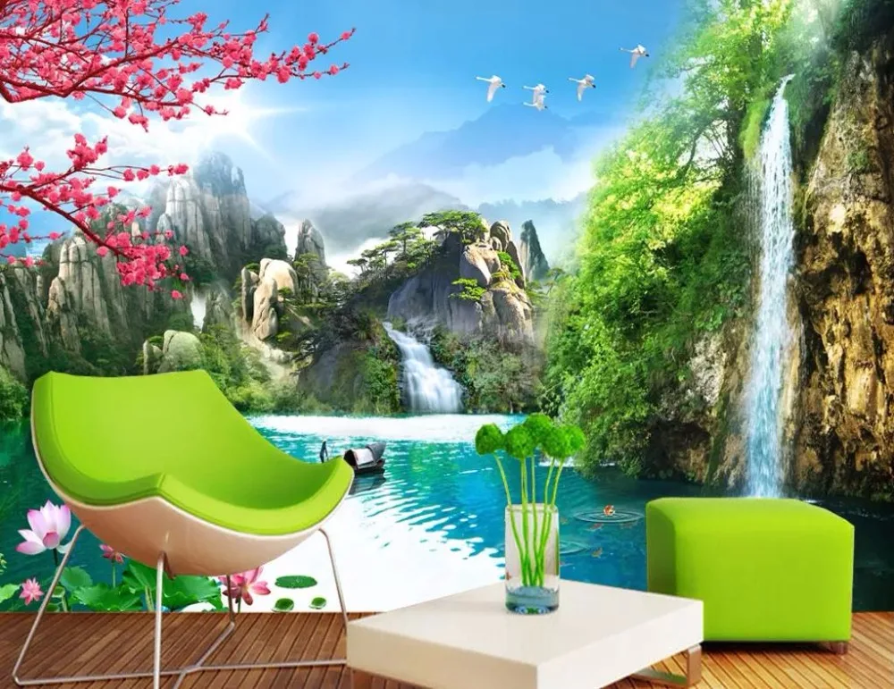 

High mountain Landscape Wallpaper Murals Chinese Printing 3D Wallpapers For Living Room Home Decor Photo Papel De Parede 3D