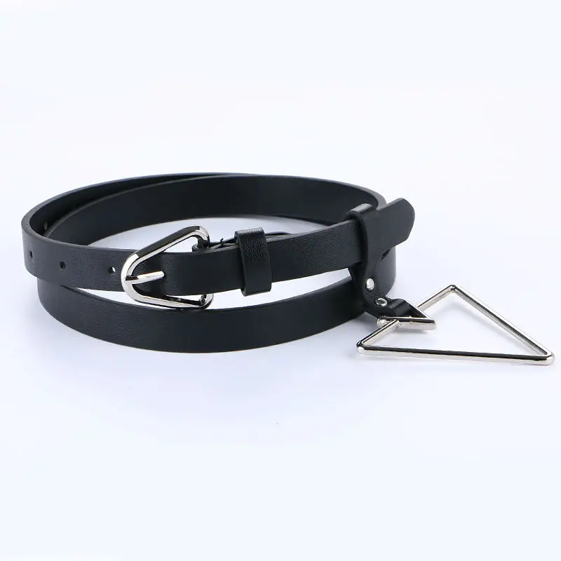 Triangular Needle Buckle Hang Ring Women Thin Belt Students Decorated Casual Pants Women HOT Triangle Pin Silver Buckles Belts