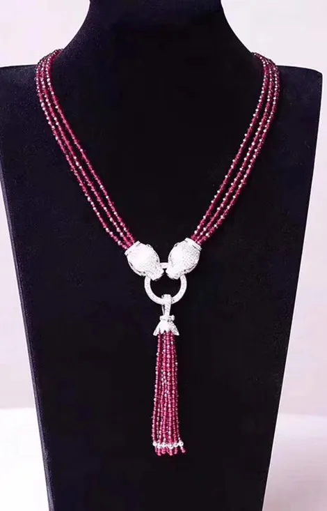 3rows garnet red  round faceted  3mm tassel necklace  bracelet  7.5inch FPPJ  FPPJ 35inch wholesale