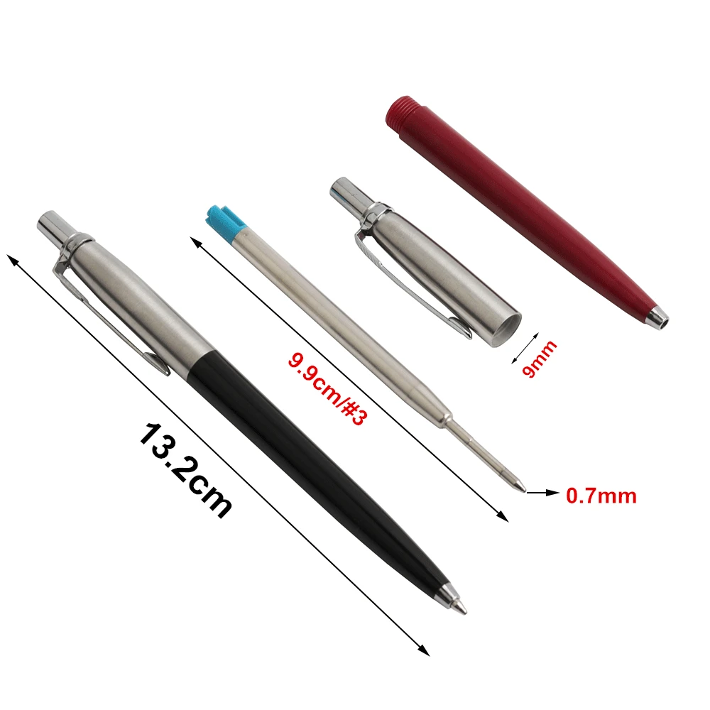 2+5/Set Office Pen 2PCS Metal Ballpoint Pen With Refill Gift Stationery Core Automatic Ball Pen For School Office Ink Blue Black