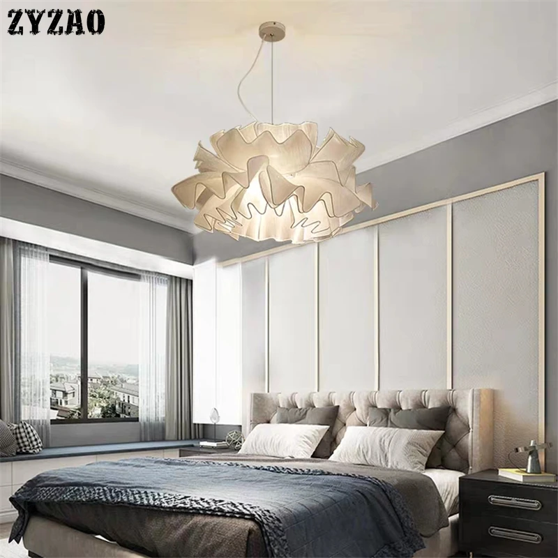 Imagem -02 - Minimalismo Moderno Tecido Arte Luzes Pingente Romântico Têxtil Hanglamp para o Quarto de Casamento Sala Estar Nordic Luminárias