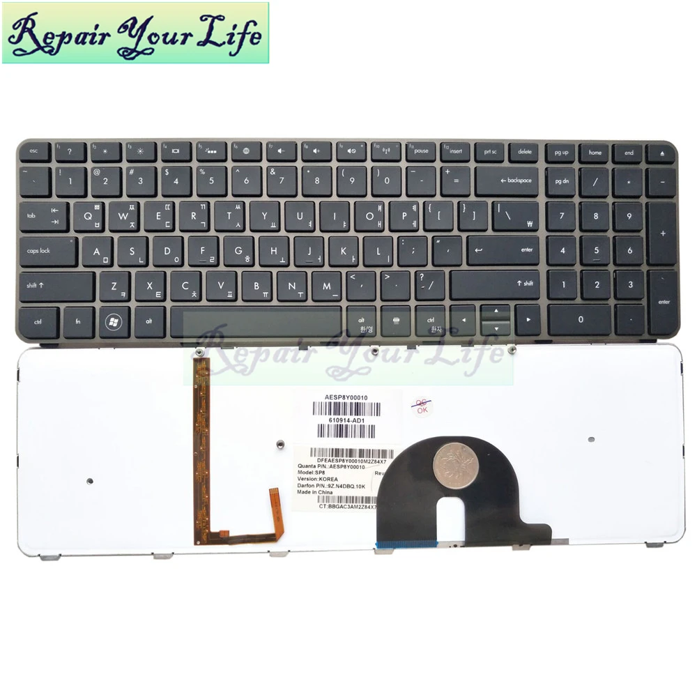 

AESP8Y00010 For HP Envy 17t-1000 17-1002TX 17-2090 17-2070 Korean KR black with gray frame backlit 610914-AD1 backlight