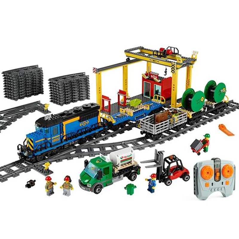 959Pcs 02008 City Train Building Block Brick Set RC Car Remote Control With Motor Assemble Toys For Children Boys Gifts