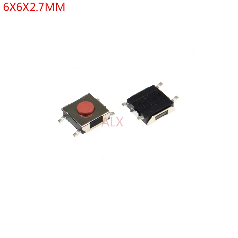 100PCS 6X6x2.7mm 5PIN SMD TACT push button switch Micro key power tactile switches 6x6x2.7 6*6*2.7MM Light touch