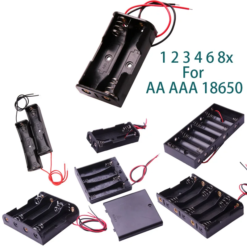 Glyduino 1 2 3 4 6 8x for AA AAA 18650 Connection Battery Compartment Case Lid Sealed and Half Open Battery Holder Box