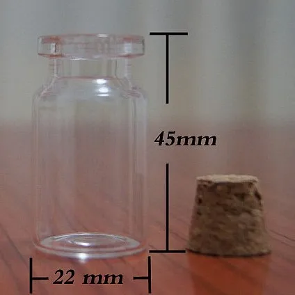 

factory wholesale Clear 100pcs 8ml Glass Vials With Wood Cork, sample Glass Bottle, wishing bottle 22x45 mm