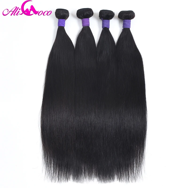 Ali Coco Straight Hair Peruvian Remy Hair Bundles 8-30 inch 100% Human Hair Weaving 1/3/4 Bundles Natural Color Can Be Permed