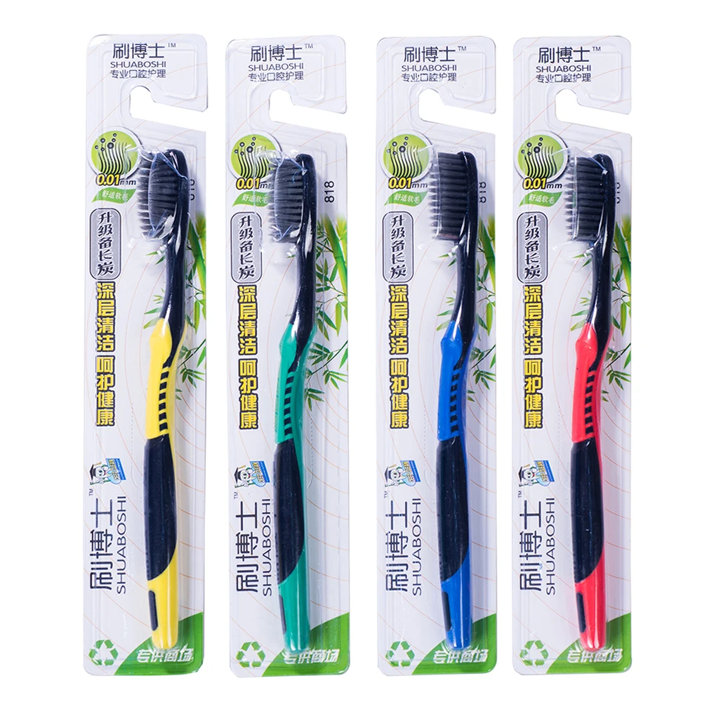 New Toothbrush Bamboo Charcoal Nano Tooth Brush Soft Bristle Bamboo Toothbrush 4 Pieces/Lot Adults Toothbrushes