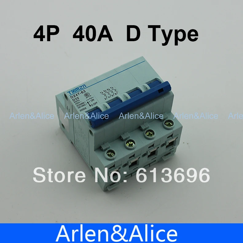 

4P 40A D type 240V/415V Circuit breaker MCB 4 POLES